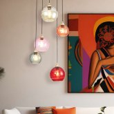 Plafonnier Lyria 5 lumières multicolore, ensemble de verres de couleurs